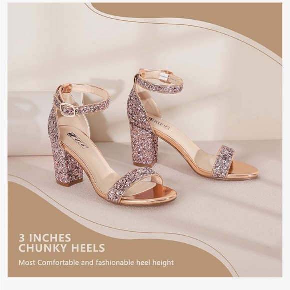 Rose Gold Glitter Heels - Picture 2 of 9